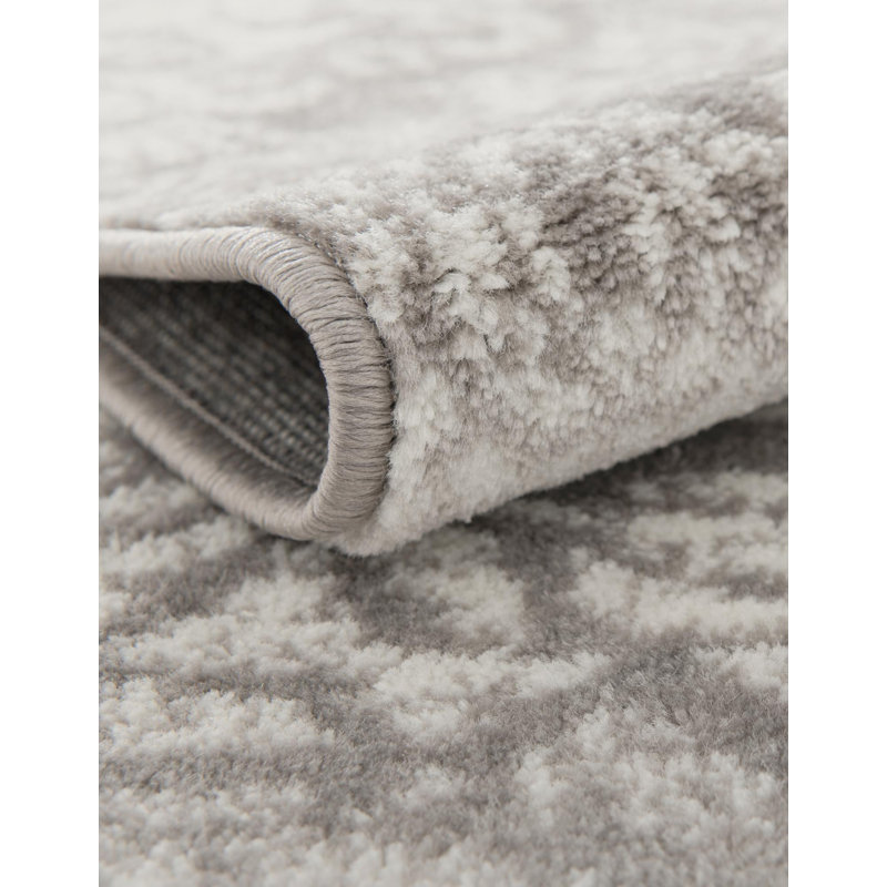 Brandt Floral Area Rug, Rectangle 5'3" x 8', Light Gray