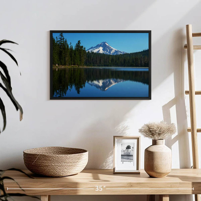 Mount Hood Reflection, 13" X 9", Floating Frame Black
