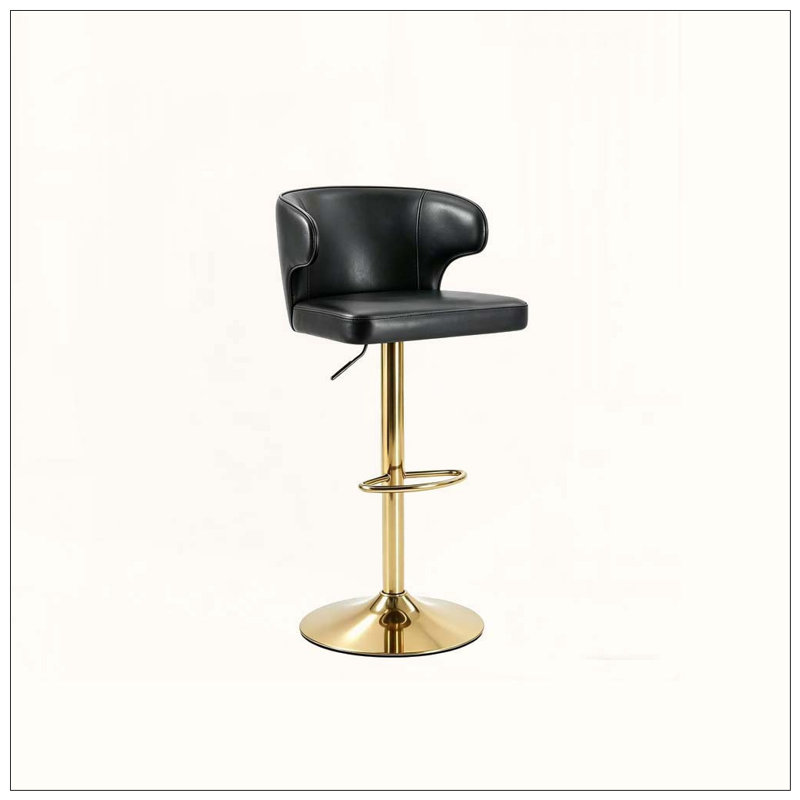 Tabouret de bar rotatif moderne, Black+Gold-2pcs
