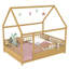 Lit de plancher en bois avec cadre de toit de maison, garde-corps de clôture-933265181