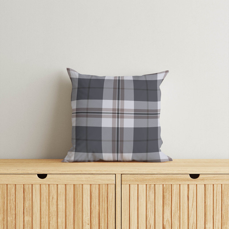 Coussin Tartan, Ardoise, H 20 po x l 20 po