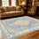 Tapis persan à motif floral médaillon vieilli 1pc pour le salon, doux et confortable, convenant à toutes les saisons, facile à entretenir, lavable à la machine, tapis de dessous de table convenant à la table à manger, à la chambre à coucher, au vestibule,