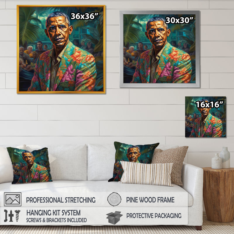 Impression sur toile, H 30 po x l 30 po x P 1 po, Cadre flottant doré