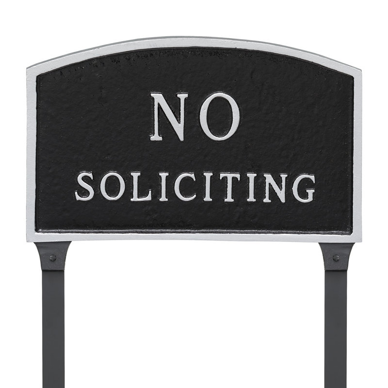 Enseigne standard sans arche de démarcation avec piquets de pelouse, Noir / argent, H 13 po x l 21 po x P 0,5 po
