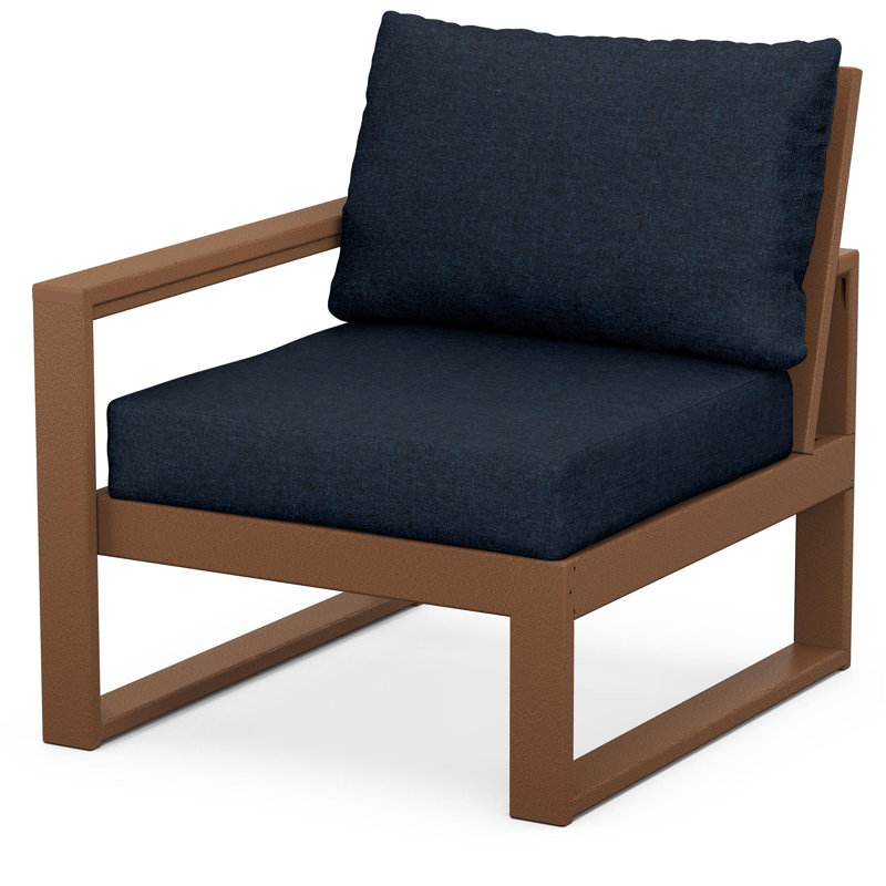 POLYWOOD Outdoor Lounge Chair, Teak, Marine Indigo