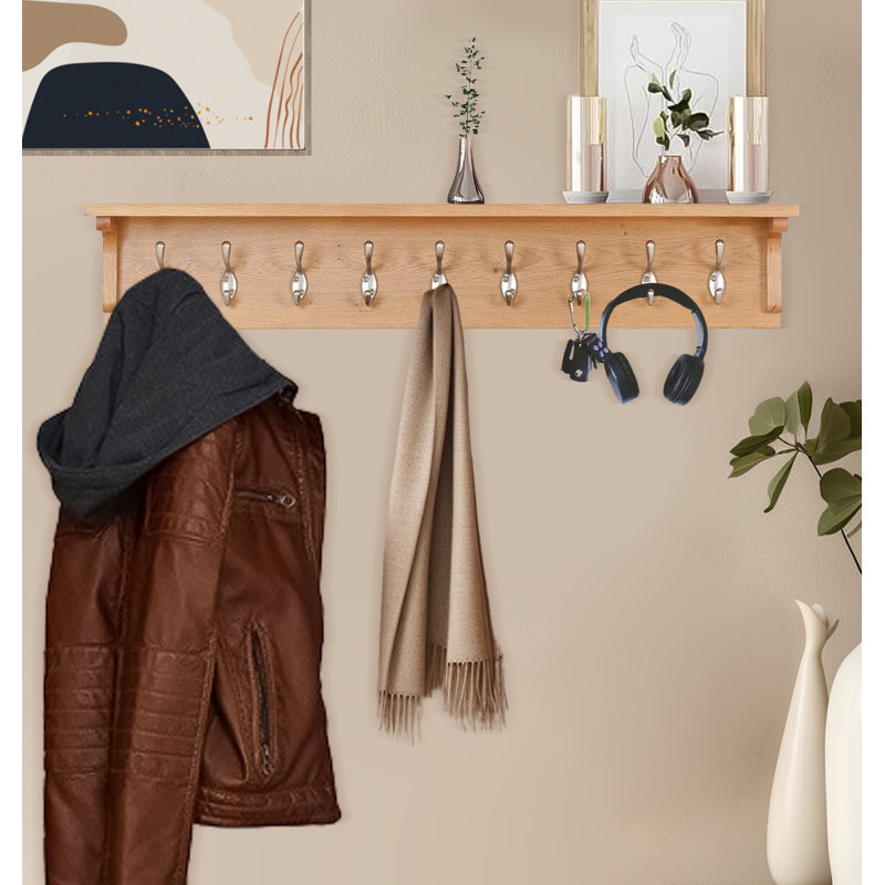 Mintz Solid Wood 9 - Hook Wall Mounted Coat Rack