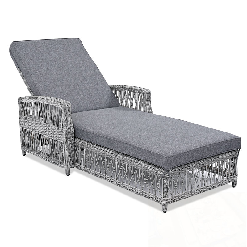 Wicker Lounge with Armrests and soft cushion, Gray