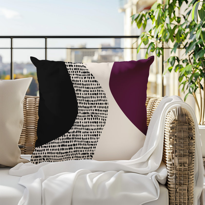 Coussin carré intérieur / extérieur pia, 19"H x 19"W, Mauve / noir / blanc cassé