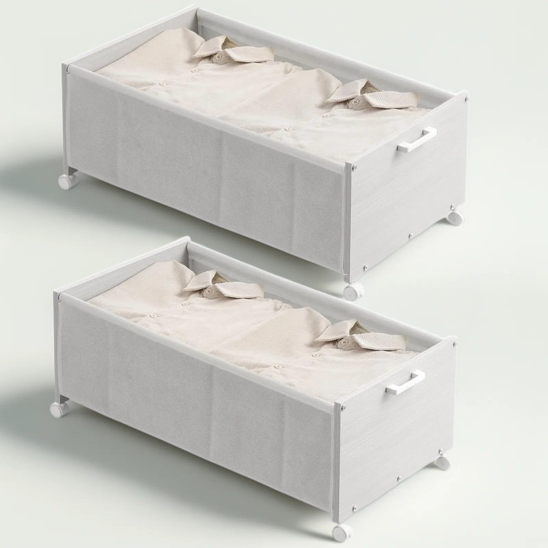 Under Bed Storage Drawers With Wheels And Locks, Sturdy Wooden Rolling Storage Organizer, Space Saving Design For Bedroom, Closet, And Living Room