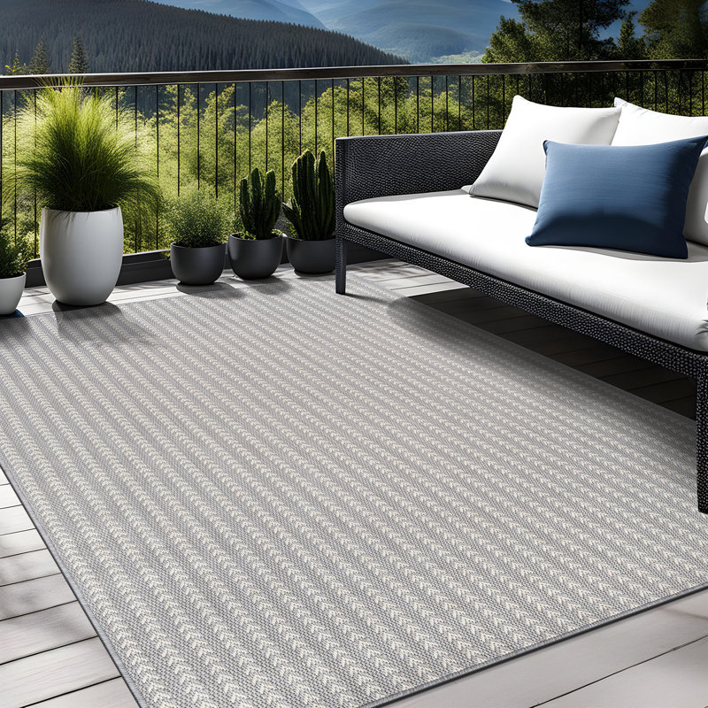 Tapis intérieur à chevrons, Gray, Rectangle 6' x 9'