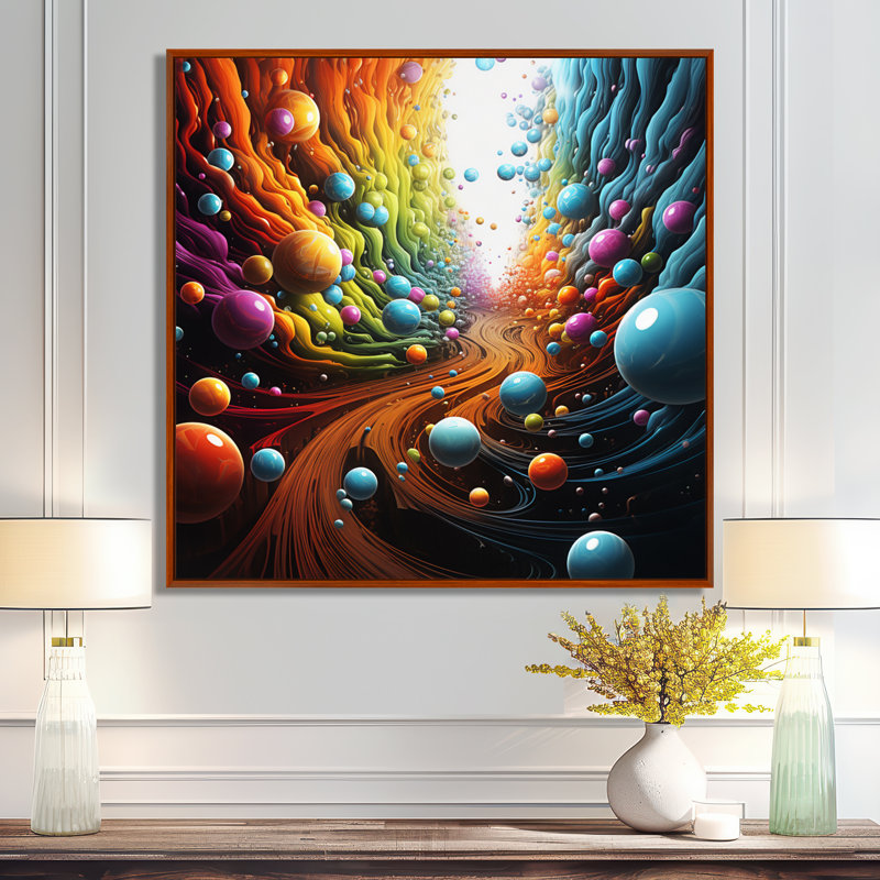 Rainbow Lightspace Spheres Pathway - Espace Paysages, art mural, salon, H 30 po x l 30 po x P 1 po