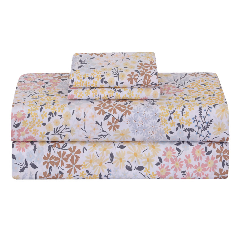 100% Cotton Sheets, 300 Thread Count Percale Weave Bedding, 16" Deep Pocket, King Sheet Set with 2 Pillowcases
