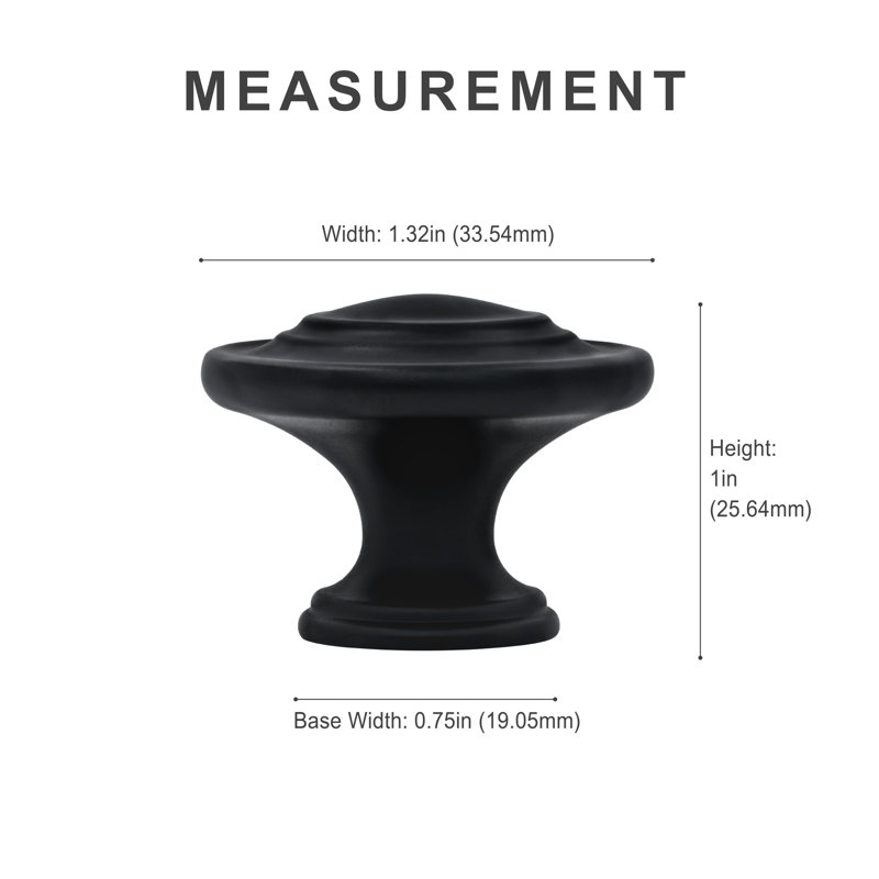 Classic Collection  1 5/16" Diameter Round Knob Multipack, Black