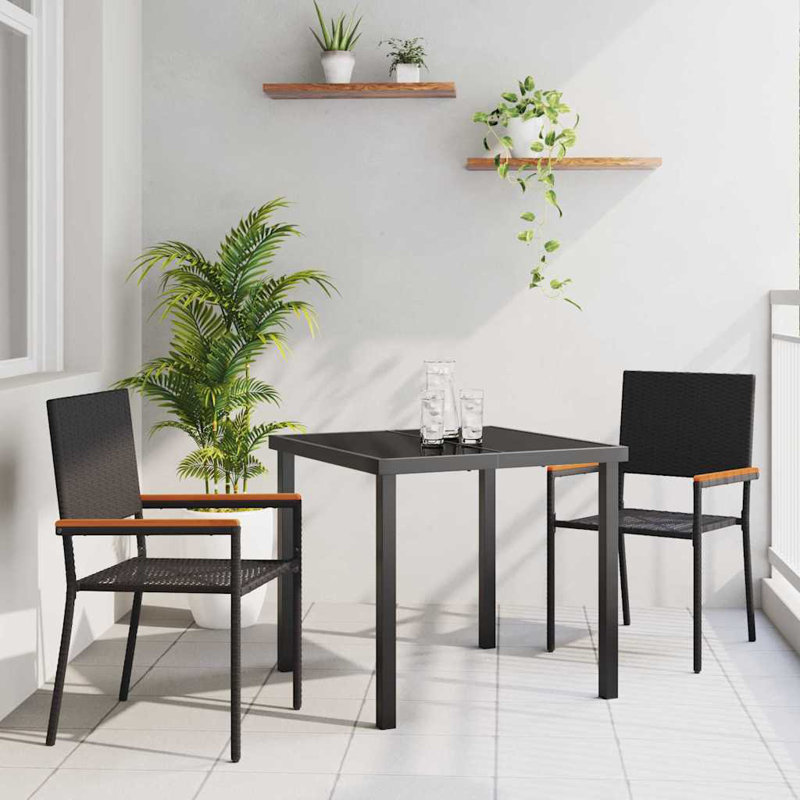 3 Piece Garden Dining Set, Black