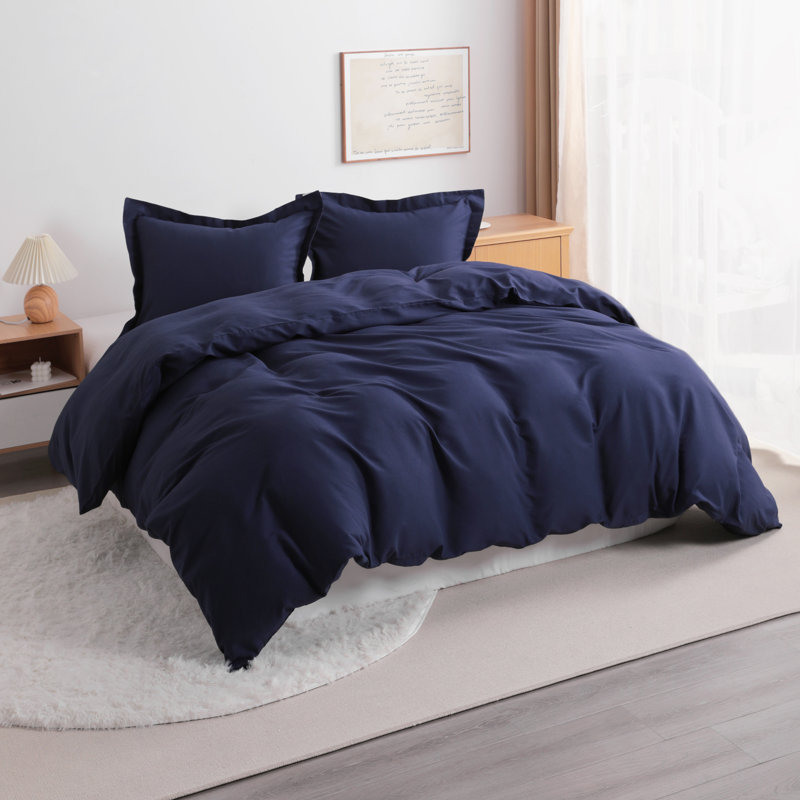 3 Pieces Duvet Cover Set, 100% Brushed Microfiber Comforter Cover Set with Ties - NTBAY, Queen Duvet Cover + 2 Shams