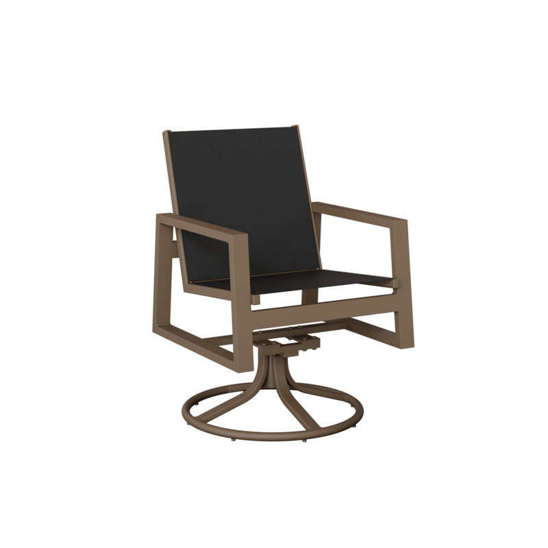 Berlin Gardens Vida Sling Swivel Rocker Dining Chair, Aluminum Clay, Black