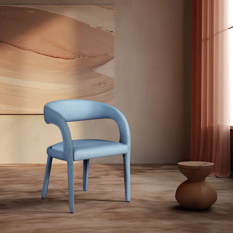 Sylvester Faux Leather Dining Chair, Light Blue Vegan Leather