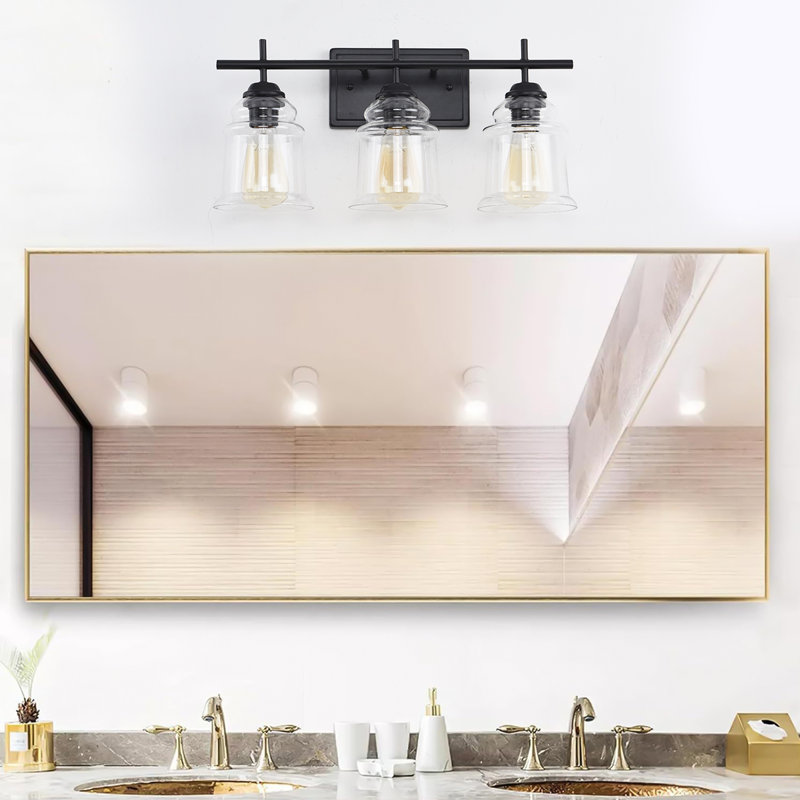 Applique murale E26 18 po à 3 lumières avec abat-jour glacier en verre transparent (sans ampoule) 18 po