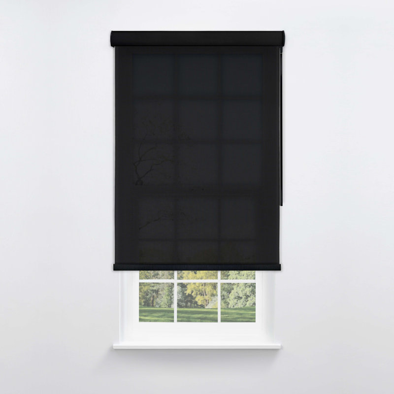 Store à enroulement solaire sans cordon Linen Avenue, Noir, L 18 po x L 78 po