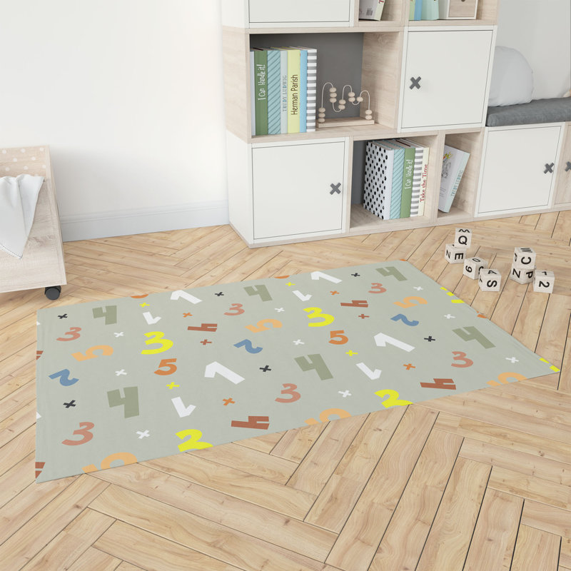 Numbers Kids Play Mat, Rectangle 3' x 5', Light Green/Green