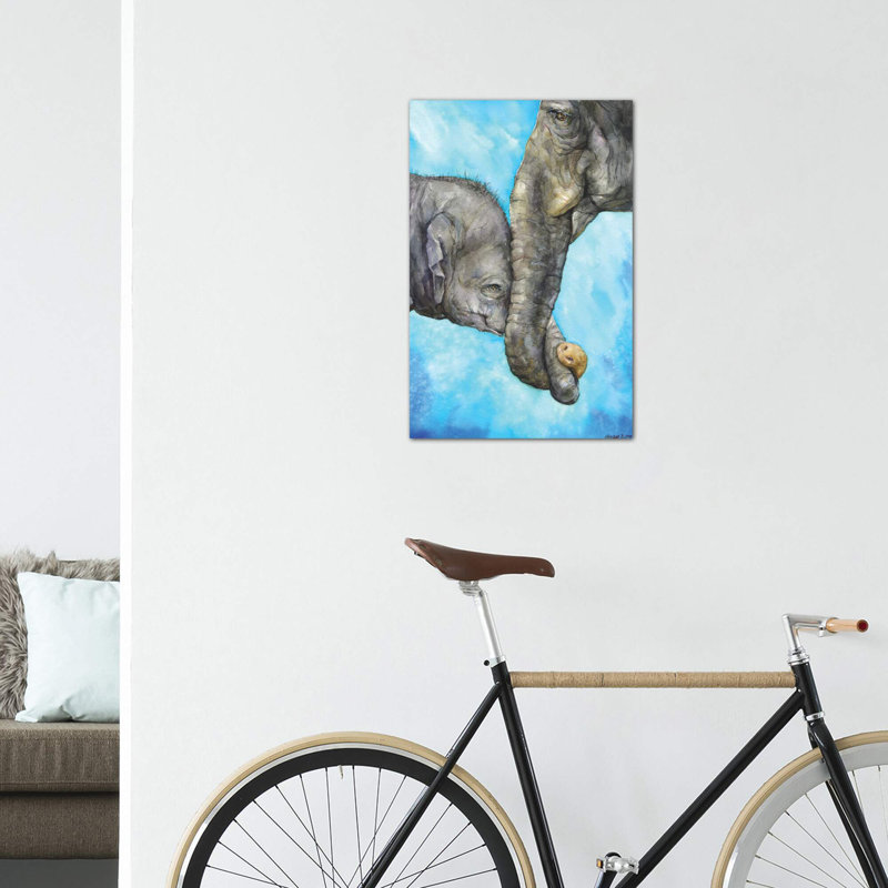 Éléphants - Pure Family, art sur toile, H 26 po x l 18 po x 1,5 po, Toile tendue