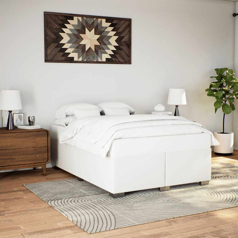 Lit en similicuir Latitude Run® Bed, Blanc, Très grand lit