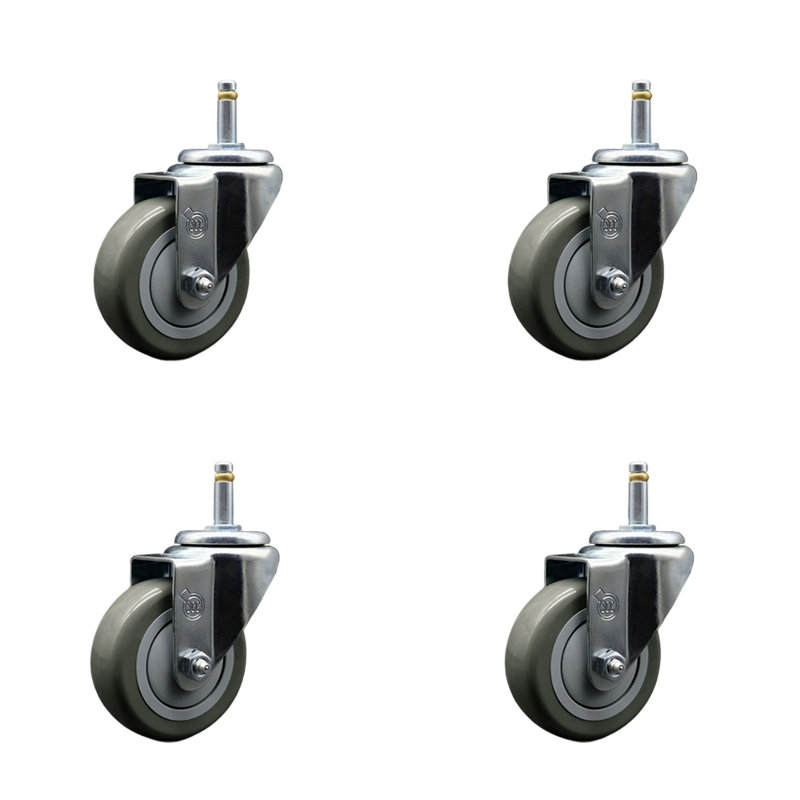 urethane Swivel Grip Ring Stem Caster Set, Gray