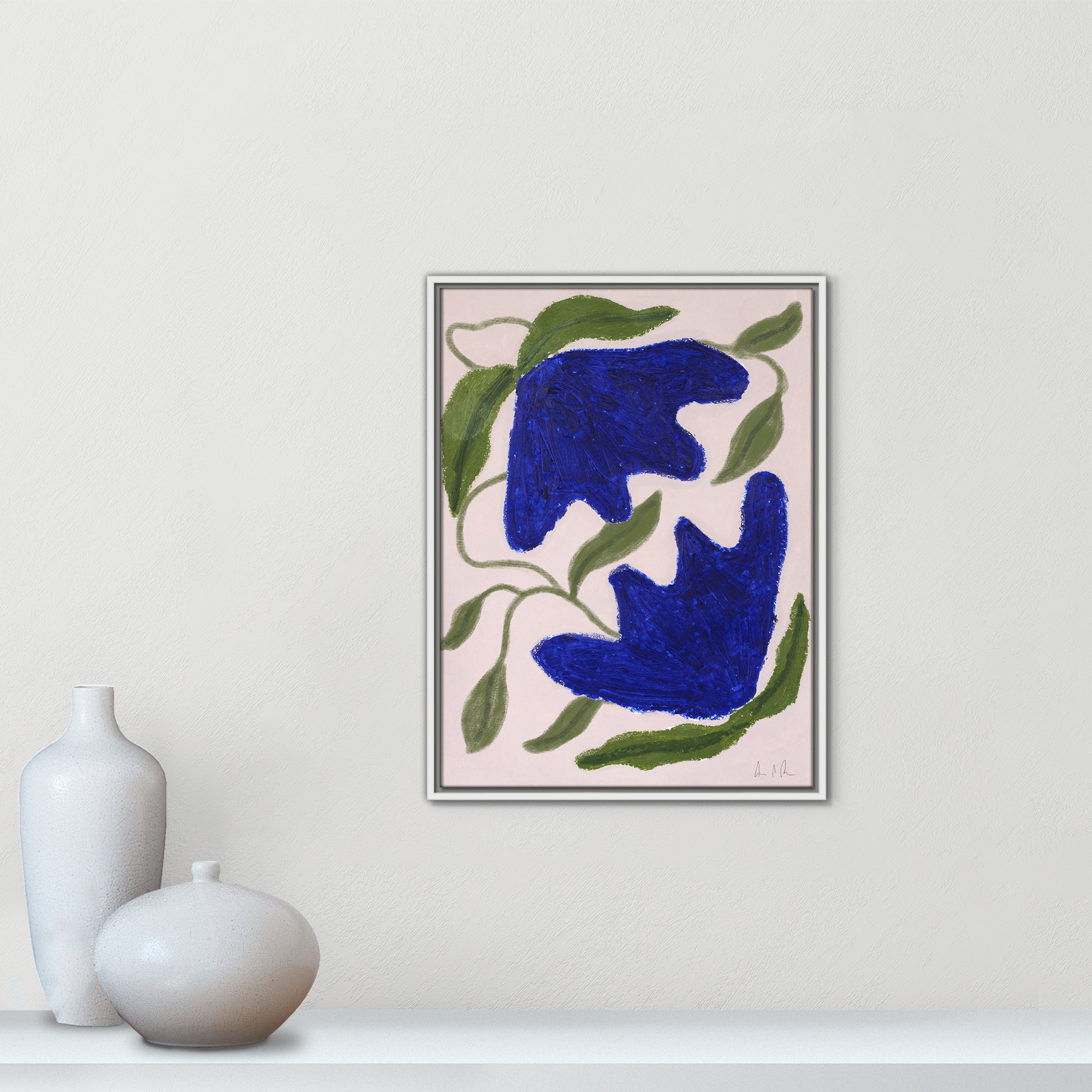 Blue Anemones No. 02 Print by Camilla Bergqvist, 25.5" H x 19.5" W, White