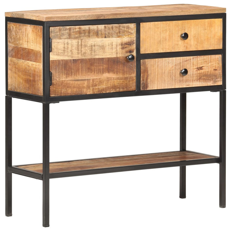 Buffet rustique - Armoire de rangement en bois de manguier brut 33,5 ", hauteur 31,5"
