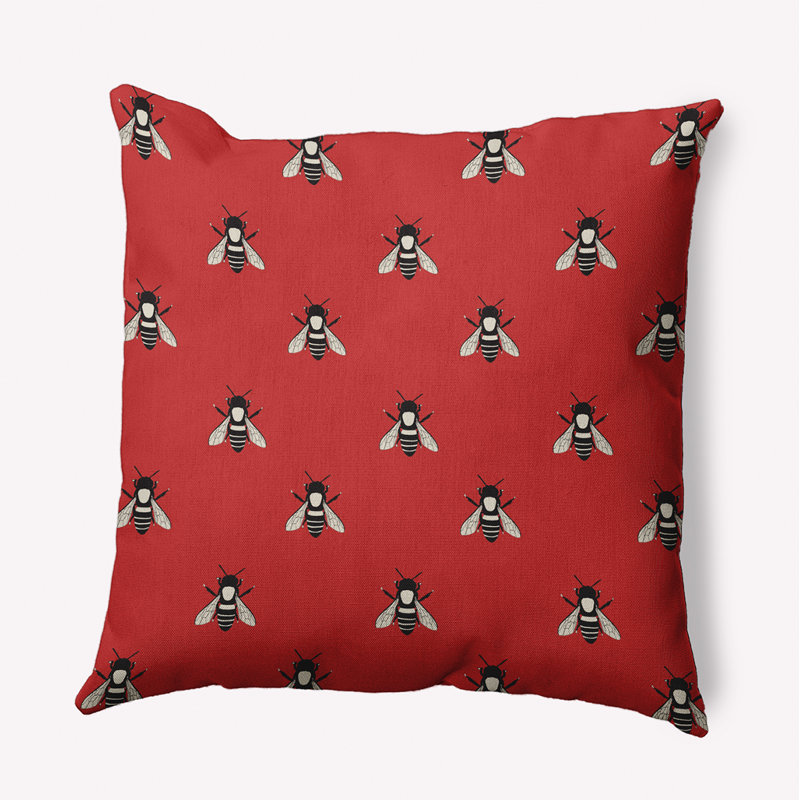 Coussin décoratif Bee Buzz, Rouge, Carré, H 26 po x l 26 po
