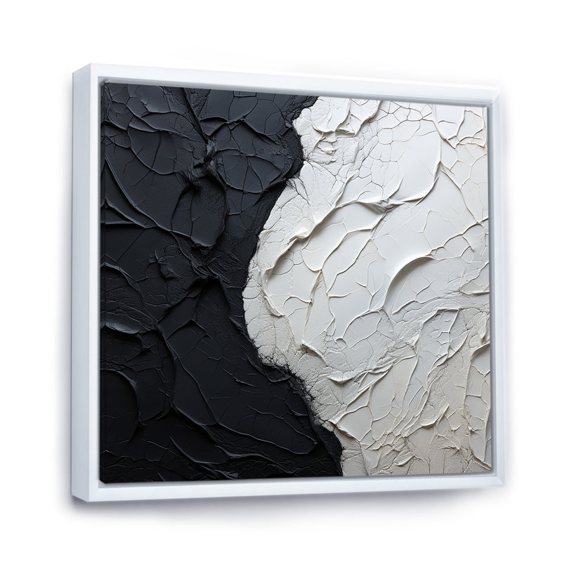 Minimalisme noir et blanc, coin de peinture - impression sur toile bord de mer, H 16 po x l 16 po x P 1 po
