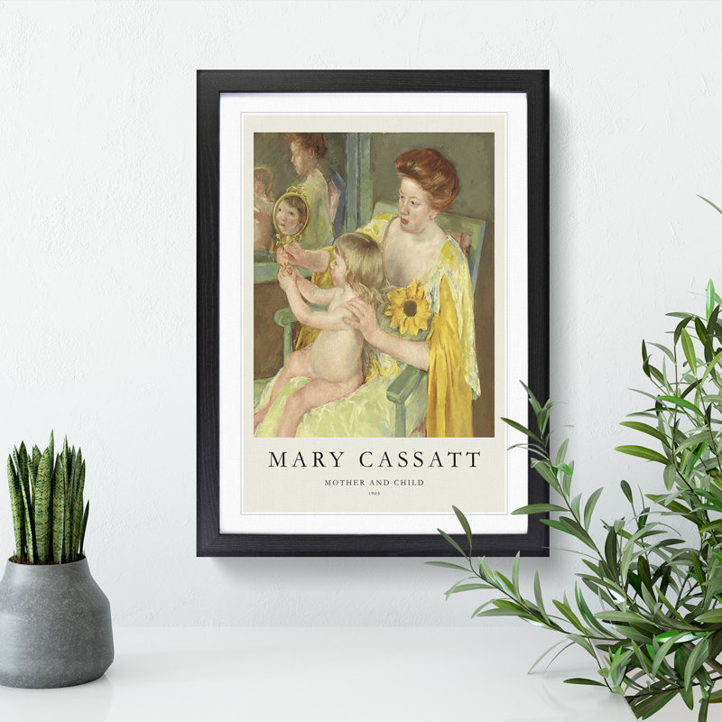 Mother and Child Vol.1 by Mary Cassatt - Picture Frame Painting, Black, 36cm H x 27cm W x 2cm D