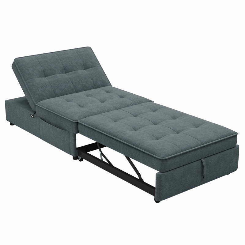 Multi-Function Folding Ottoman sofa Bed, Dark Blue Linen