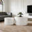 White Scalloped Round Coffee Table Set