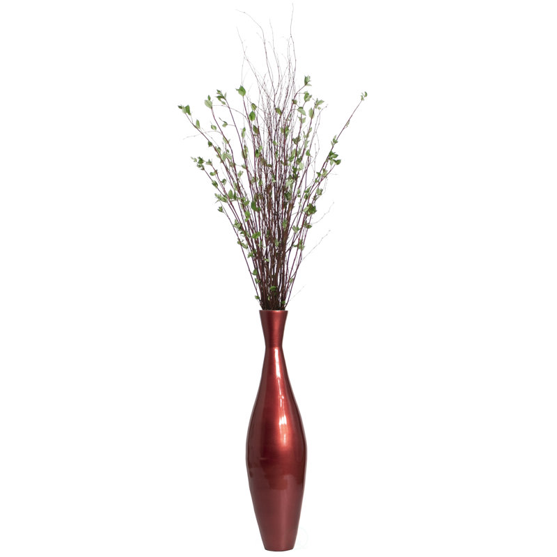 Aguasvivas Tall Modern Bamboo Trumpet Floor Vase - Elegant Decoration, Modern Accent Piece, Red, 33" H x 9" W x 9" D