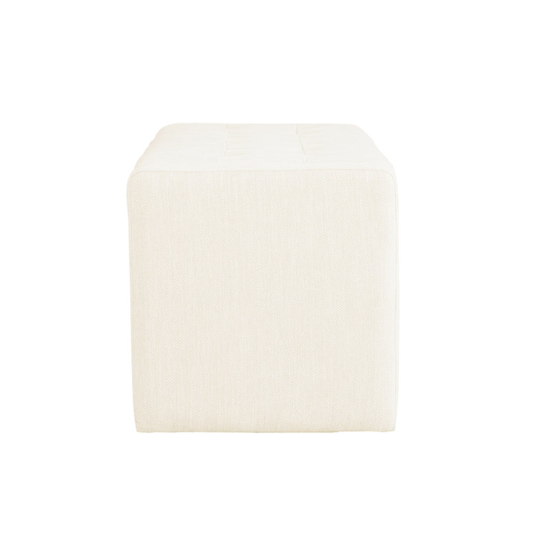 Banc à fermeture douce en tissu d'ameublement crème rembourré de mousse haute densité