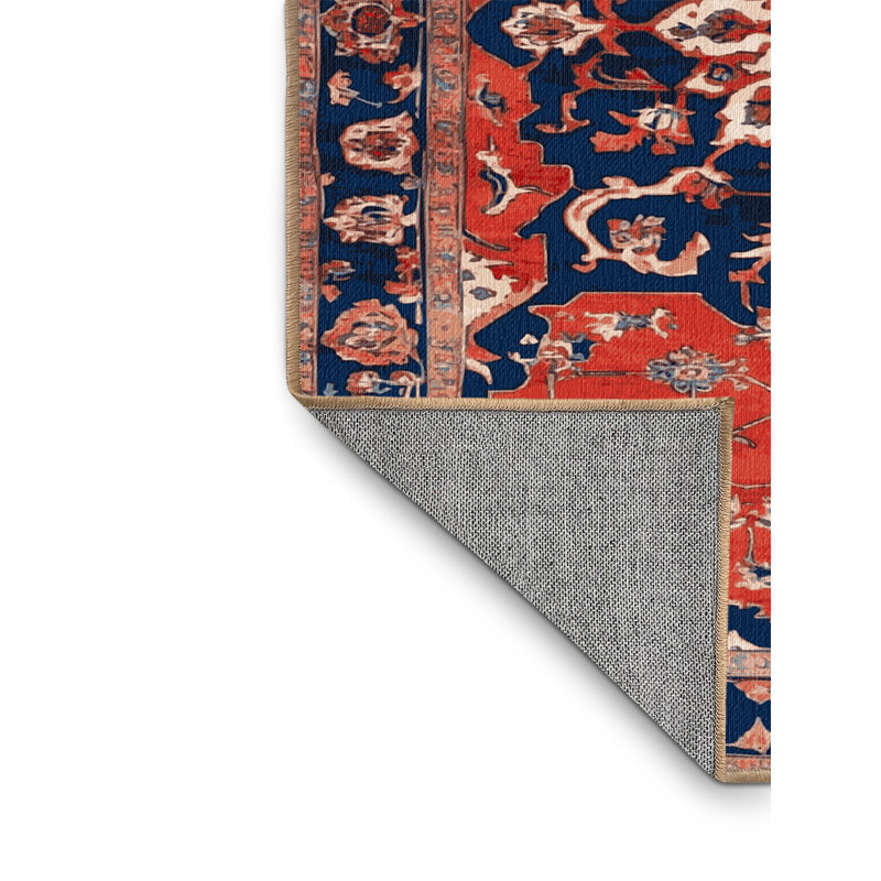 Tapis brun Tabriz lavable à la machine, Rond 7 pi