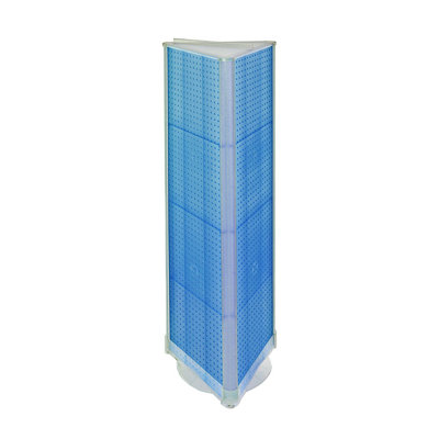 Three-Sided Pegboard Tower Floor Display on Revolving Base. Spinner Rack Stand. Panel Size: 16"W x 60"H