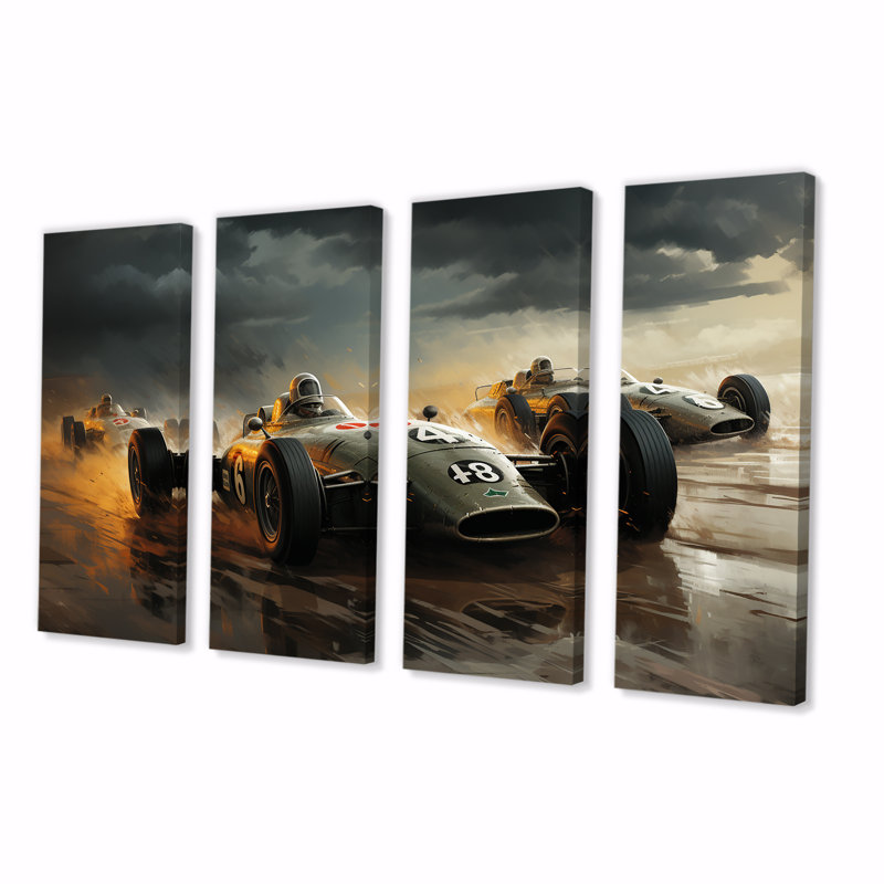 Ensemble de décorations murales 4 pièces jaune et noir Grand Prix Racing, H 28 po x l 48 po