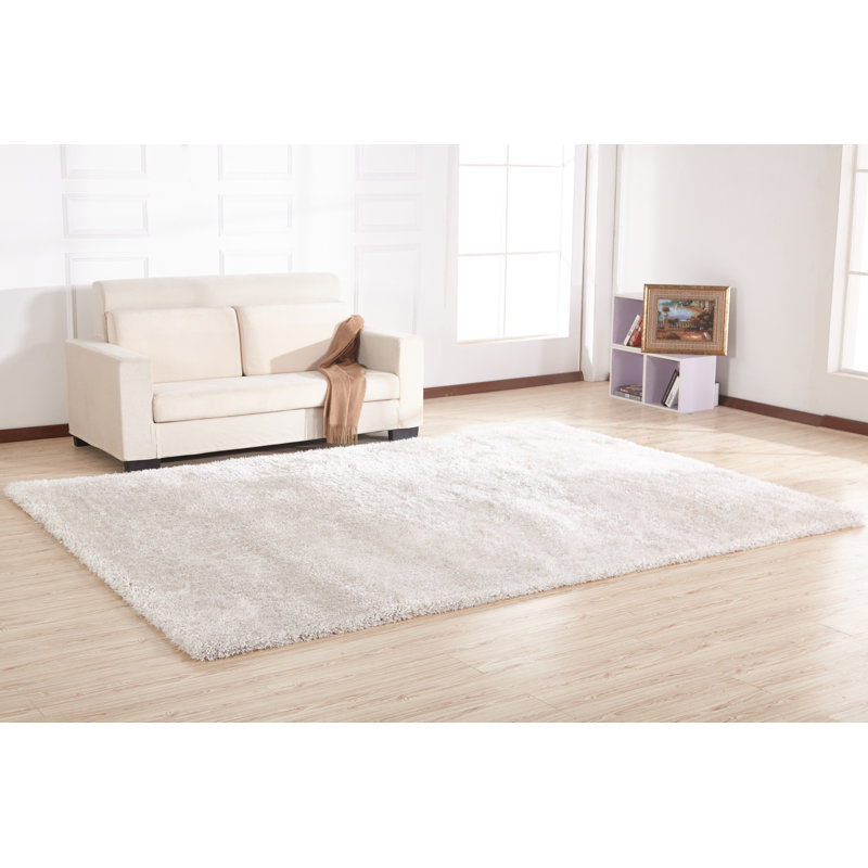 Tapis blanc touffeté à la main Totowa, Rectangle 4 pi x 5 pi 4 po