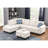 Beige L - Shaped 3 Seat With Storage , Good For Movie Marathons, Pull Down Middle Seat, Two Cup Holders, Rounded Arms, Neutral Toned Faux Leather, Foam And Spring Stuffed Cushions Piece Sectional In-1073709613