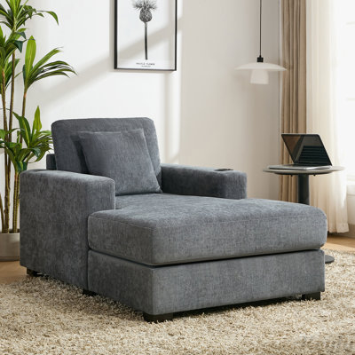 39.7" Oversized Chaise Lounger with Charge Station