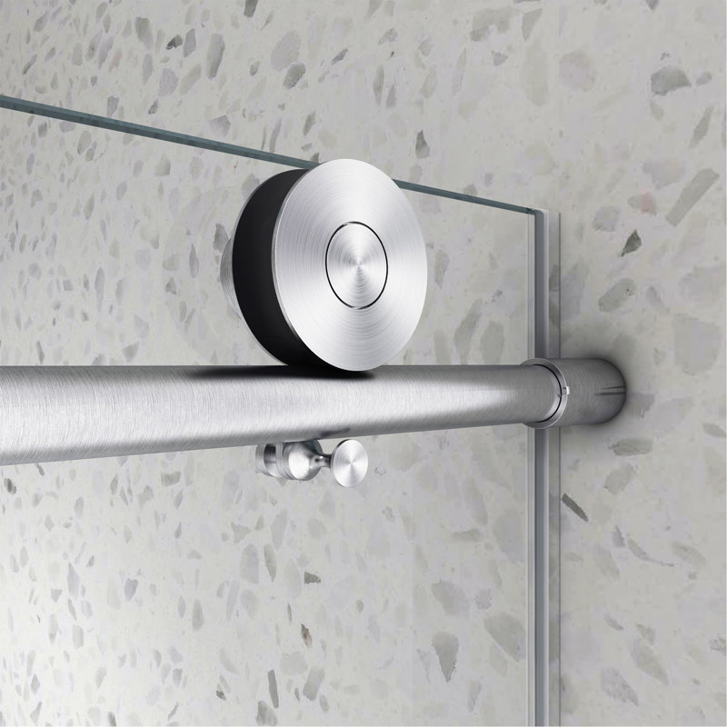 Une porte de douche fixe et une porte décalée sans cadre 6063, Nickel brossé