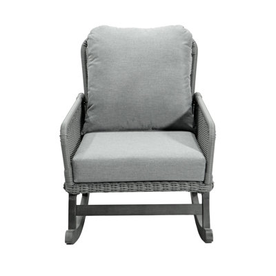 Siège berçant Modern Elegance en beige avec assise confortable et base coussins en bois