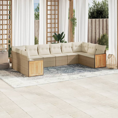 Ensemble de canapé de jardin Vidaxl, rotin PE beige, acier thermolaqué, polyester