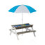 Table de pique-nique en bois pour enfants, table de sable et d'eau avec parasol, table d'activités pour le patio extérieur, table