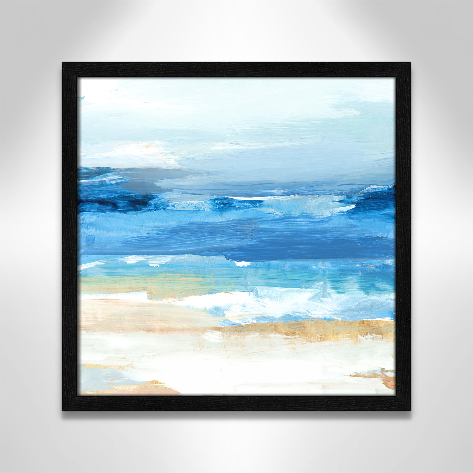 Surface Waves - Picture Frame Painting Print, 17" H x 17" W x 0.75" D, Black Framed