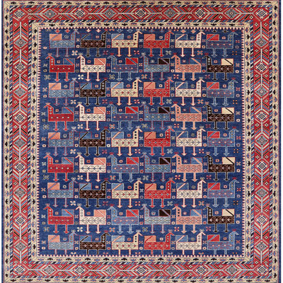 Tapis rouge / bleu Mustecaplioglu