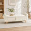Banc de rangement moderne en velours côtelé de 145 cm de large, avec espace de rangement intégré et pieds en bois. Convient aux chambres et aux couloirs. Couleur : beige.