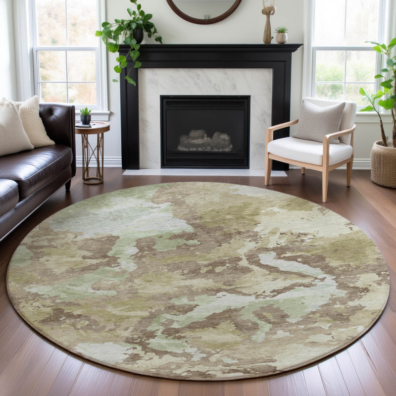 Premium Machine Washable Geers AMF1382 Modern Rug, Round 8'